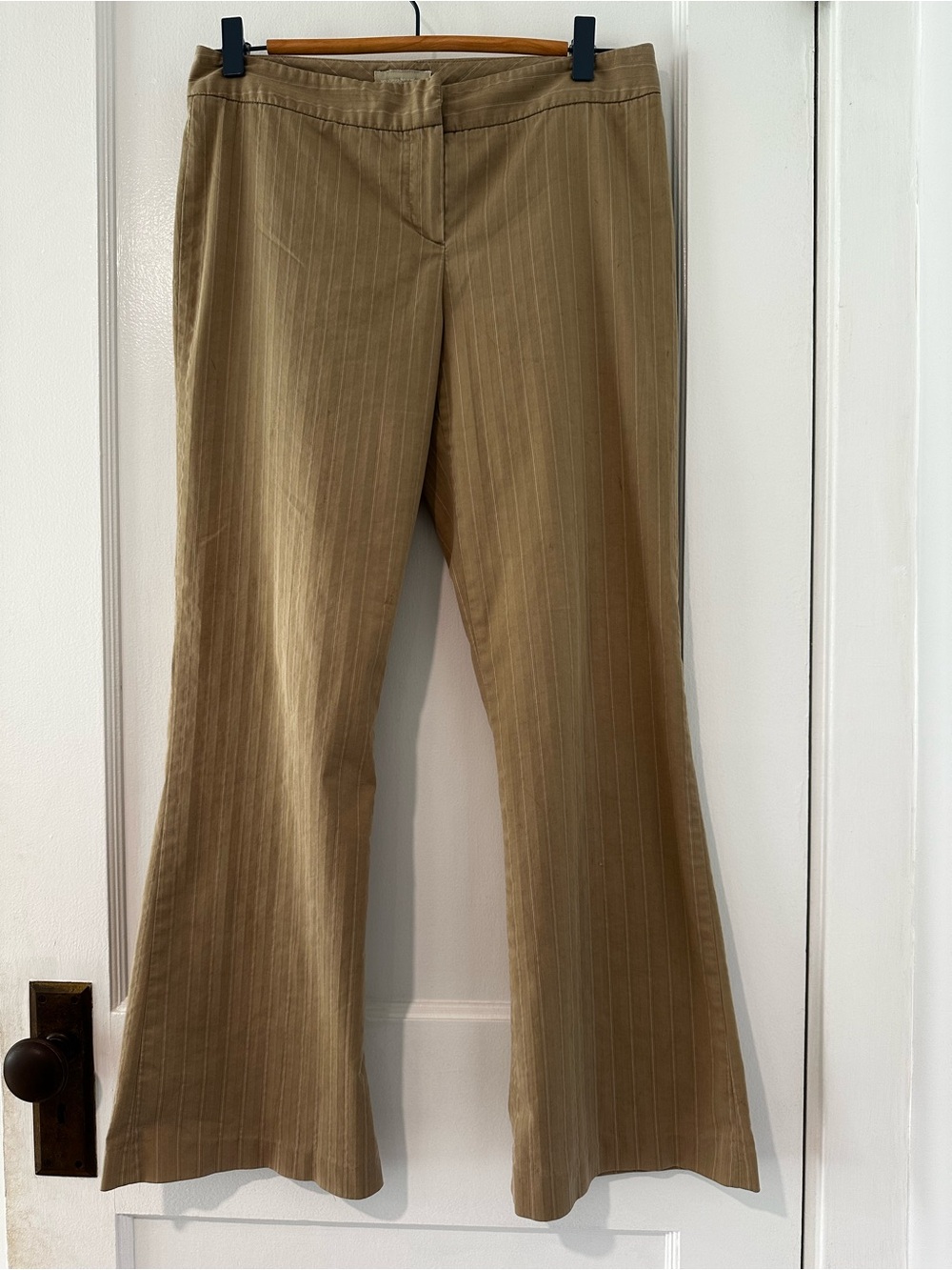 Massimo Dutti Tan Pinstripe Flared Pants